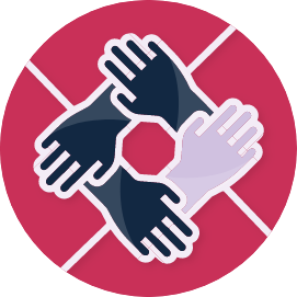 An illustration of a hands holding each other in a circle - denotes team work
